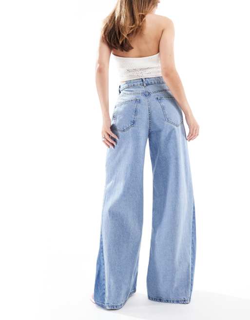 ASOS DESIGN - Jean large à taille haute avec coutures torsadées style patchwork - Délavage clair, 5 de 5
