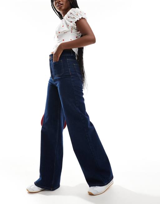 ASOS DESIGN - Jean large à taille haute avec poches à l'avant - Bleu foncé , 3 de 5