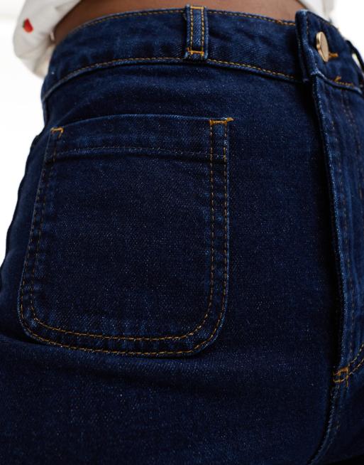 ASOS DESIGN - Jean large à taille haute avec poches à l'avant - Bleu foncé , 5 de 5