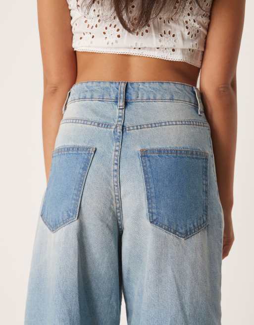 ASOS DESIGN - Jean large à taille haute effet patchwork - Bleu, 4 de 5
