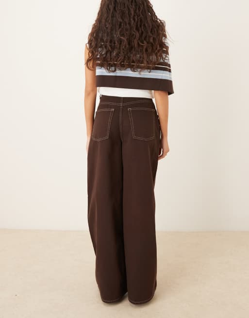ASOS DESIGN - Jean large avec empiècement sur le devant - Marron, 3 de 5