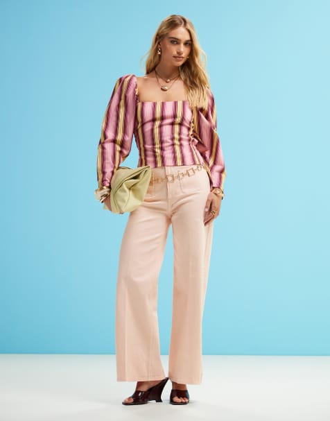 ASOS DESIGN - Jean large court épuré avec poches à l'avant - Abricot - view 1