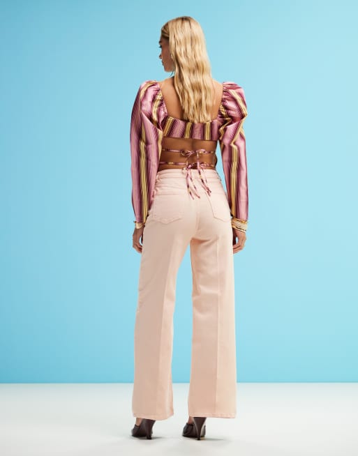 ASOS DESIGN - Jean large court épuré avec poches à l'avant - Abricot, 3 de 5