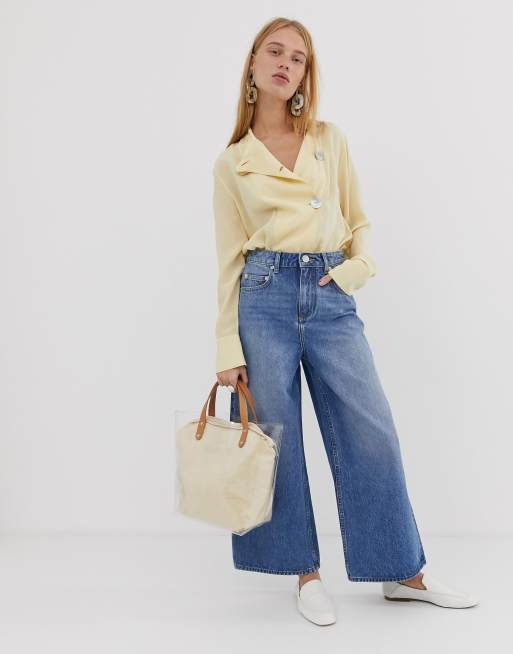 ASOS DESIGN - Jean large de qualité supérieure - Bleu délavé moyen