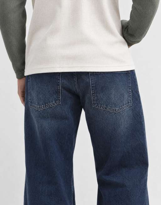 ASOS DESIGN jean large évasé en délavage indigo brut, 8 de 10