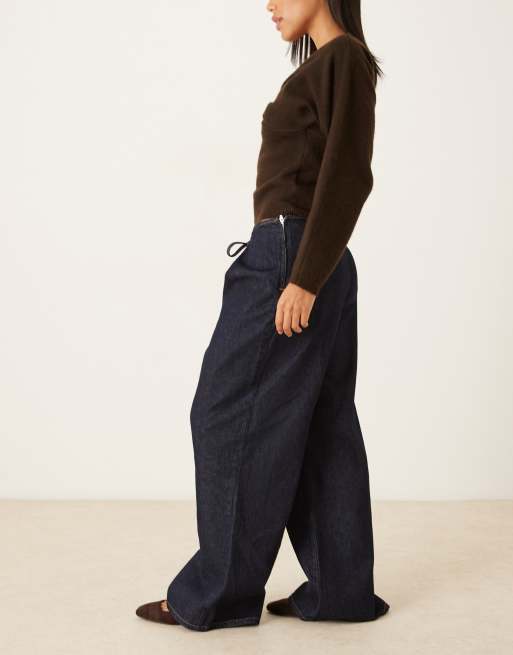 ASOS DESIGN - Jean met overslag en gestrikte taille in indigo, 3 van 5