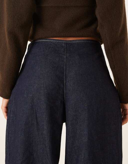 ASOS DESIGN - Jean met overslag en gestrikte taille in indigo, 5 van 5