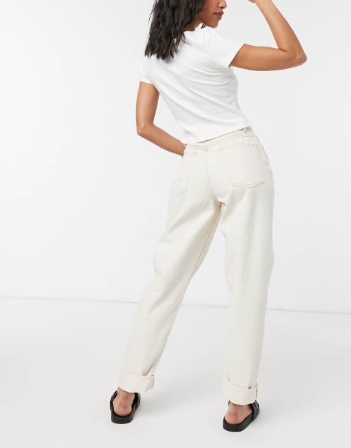 ASOS DESIGN - Jean mom ample à taille haute en coton mélangé - Écru - CREAM, 2 de 4