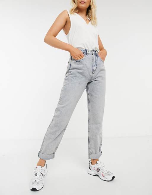ASOS DESIGN - Jean mom ample à taille haute et délavage effet ancien