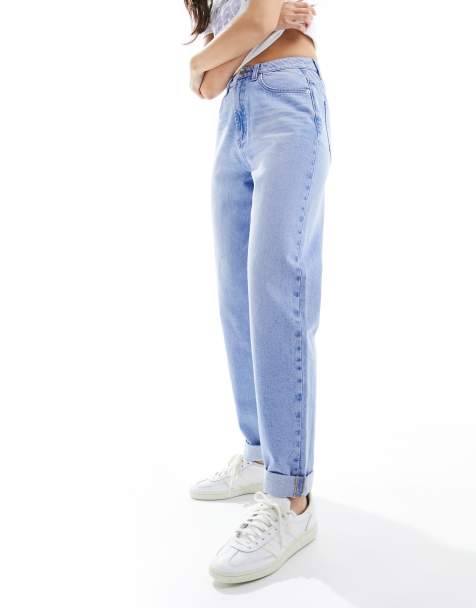 ASOS DESIGN - Jean mom décontracté à taille haute - Bleu moyen vif - view 1