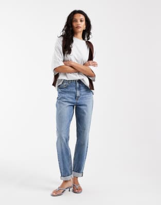 Jean mom décontracté à taille haute - Bleu moyen W34 L30