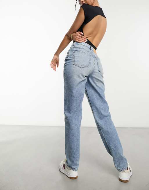 ASOS DESIGN - Jean mom décontracté à taille haute - Bleu vintage , 3 de 5