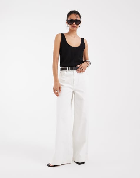 ASOS DESIGN - Jean palazzo ample - Blanc - view 1