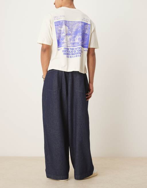 ASOS DESIGN - Jean parachute oversize avec détails plissés - Bleu délavé, 3 de 5