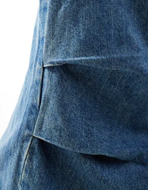 ASOS DESIGN - Jean parachute ultra oversize avec plis nervurés - Bleu délavé , 3 de 5