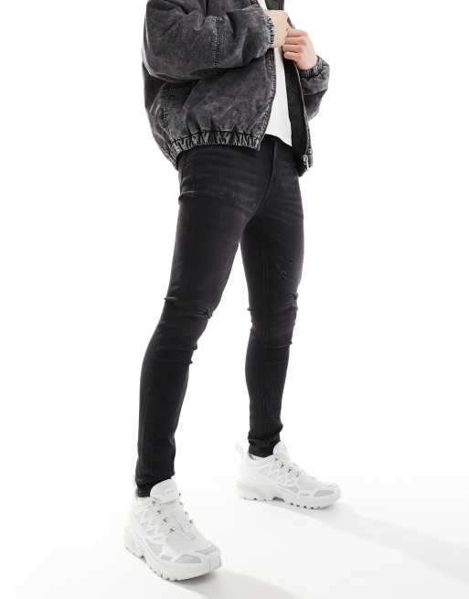 ASOS DESIGN - Jean seconde peau en tissu power stretch - Noir délavé