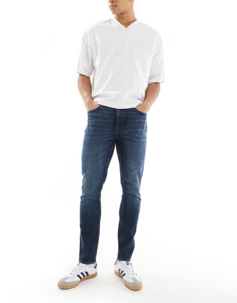 ASOS DESIGN - Jean skinny - Bleu foncé délavé - view 1