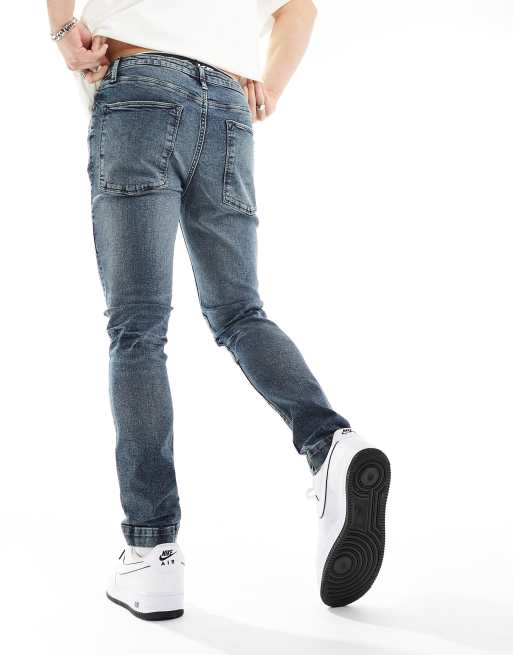 ASOS DESIGN - Jean skinny déchiré - Bleu foncé délavé, 4 de 5