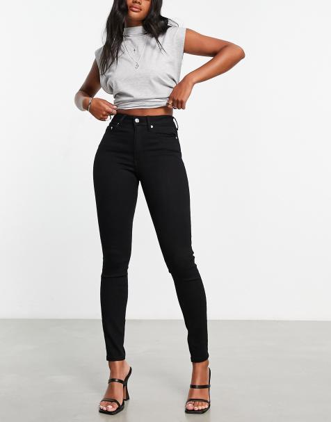 Jean slim noir taille haute femme best sale