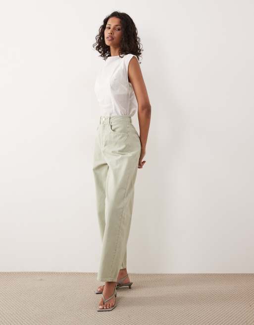 ASOS DESIGN - Jean slim coupe barrel - Sauge, 3 de 5