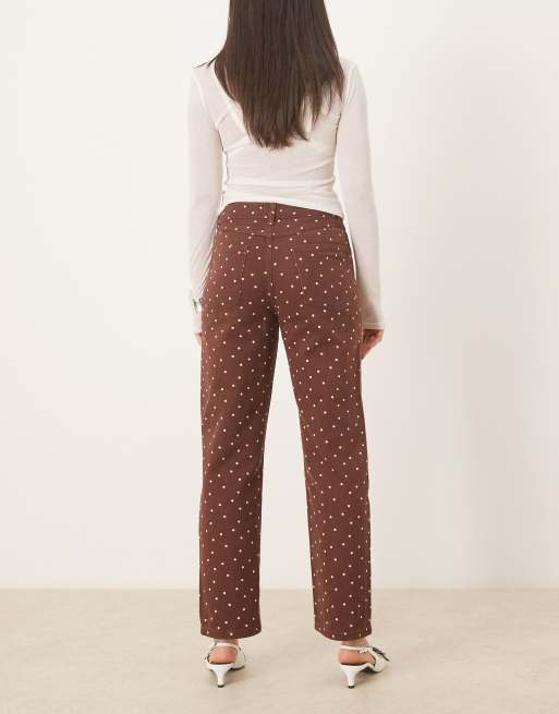 ASOS DESIGN - Jean slim court avec micro pois - Marron, 2 de 5