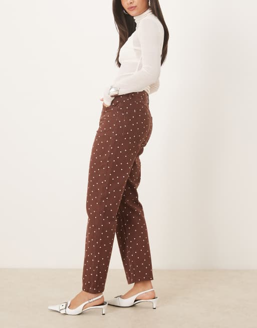 ASOS DESIGN - Jean slim court avec micro pois - Marron, 3 de 5