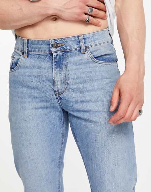 ASOS DESIGN - Jean slim déchiré au genou - Bleu délavé moyen vintage, 3 de 4