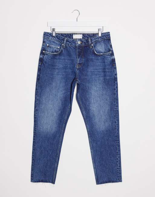 ASOS DESIGN - Jean slim rigide à bords bruts - Bleu délavé moyen vintage, 2 de 4