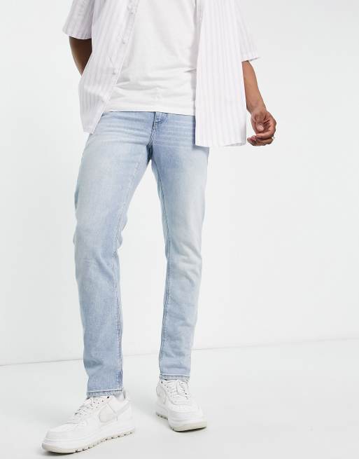 ASOS DESIGN - Jean slim stretch - Bleu délavé clair style rétro