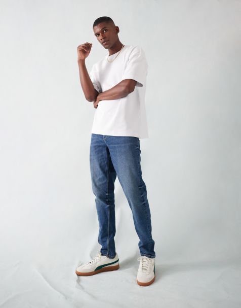 ASOS DESIGN - Jean stretch et fuselé - Bleu foncé délavé - view 1