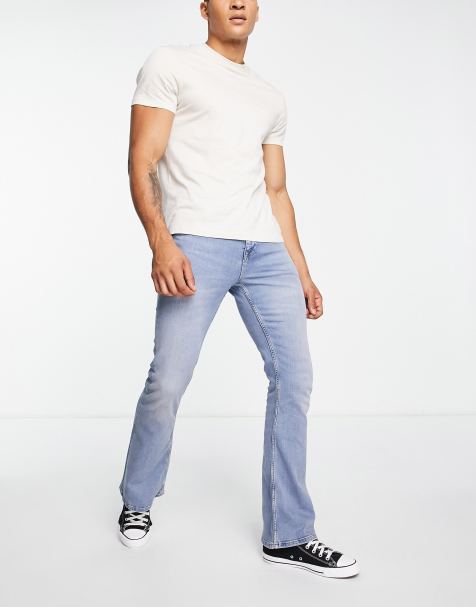 ASOS DESIGN - Jean stretch évasé - Délavage vintage bleu clair - view 1