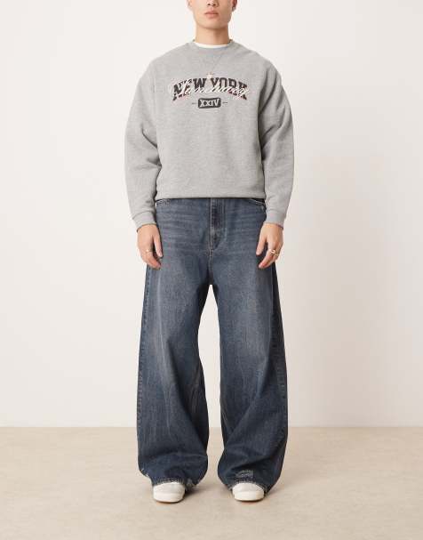 ASOS DESIGN - Jean style skateur à déchirures - Bleu foncé délavé - view 1