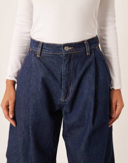 ASOS DESIGN - Jean taille haute ample à plis - Bleu brut, 5 de 5