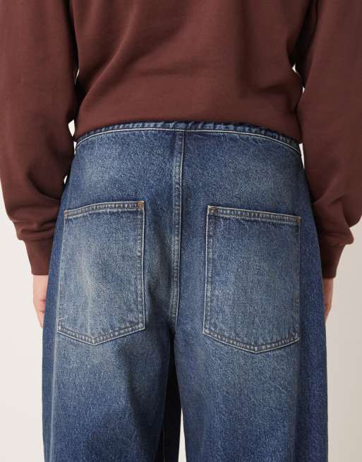 ASOS DESIGN - Jean ultra baggy avec ceinture de taille fine - Bleu moyen délavé, 4 de 5