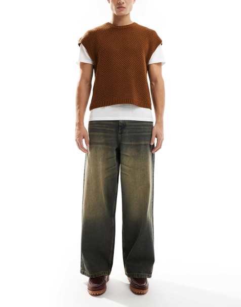 ASOS DESIGN - Jean ultra baggy avec teinture vintage - Bleu foncé délavé - view 1