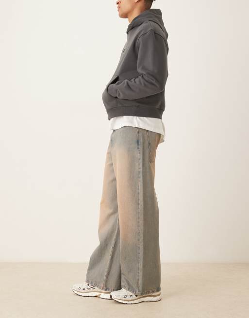 ASOS DESIGN - Jean ultra baggy - Bleu moyen délavé à finition teintée rouge, 2 de 5