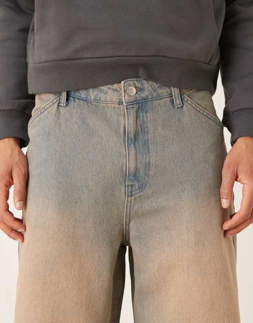 ASOS DESIGN - Jean ultra baggy - Bleu moyen délavé à finition teintée rouge, 5 de 5