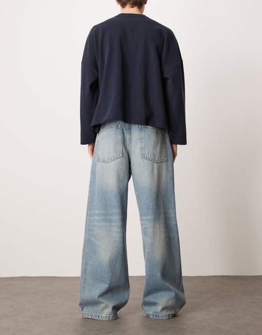 ASOS DESIGN - Jean ultra baggy déchiré - Bleu clair vintage délavé, 3 de 5