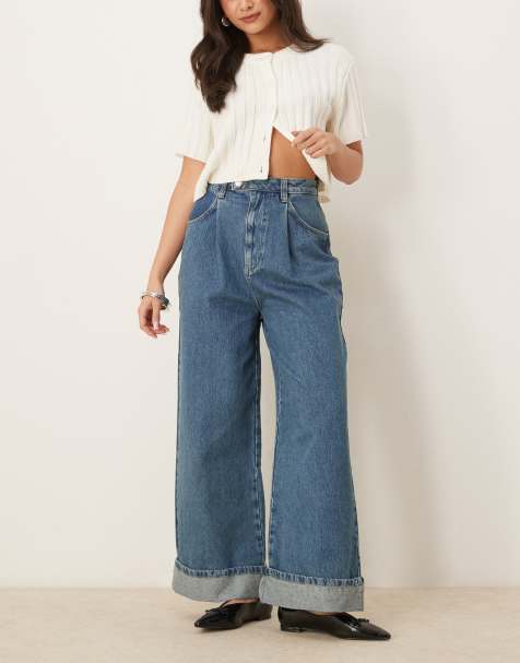 ASOS DESIGN - Jean ultra large à revers - Bleu - view 1