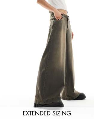 ASOS DESIGN extreme wide leg jeans in tinted brown wash - ASOS Price Checker
