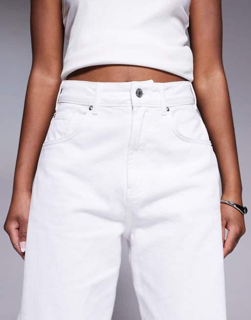 ASOS DESIGN - Jeans a cilindro a vita alta bianchi, 5 di 5