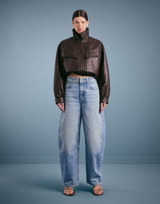 ASOS DESIGN - Jeans a cilindro a vita alta lavaggio pallido vintage, 3 di 5