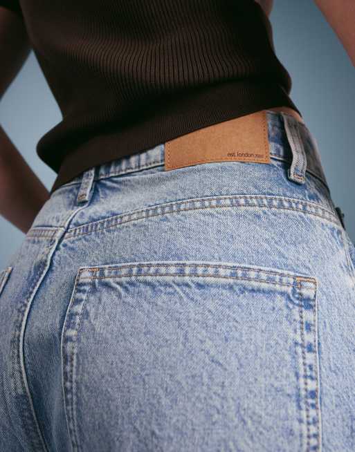 ASOS DESIGN - Jeans a cilindro a vita alta lavaggio pallido vintage, 4 di 5