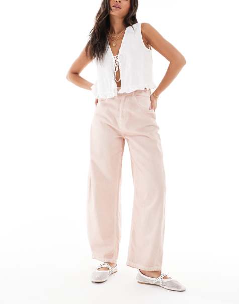 ASOS DESIGN - Jeans a cilindro a vita alta lavaggio rosa antico - view 1