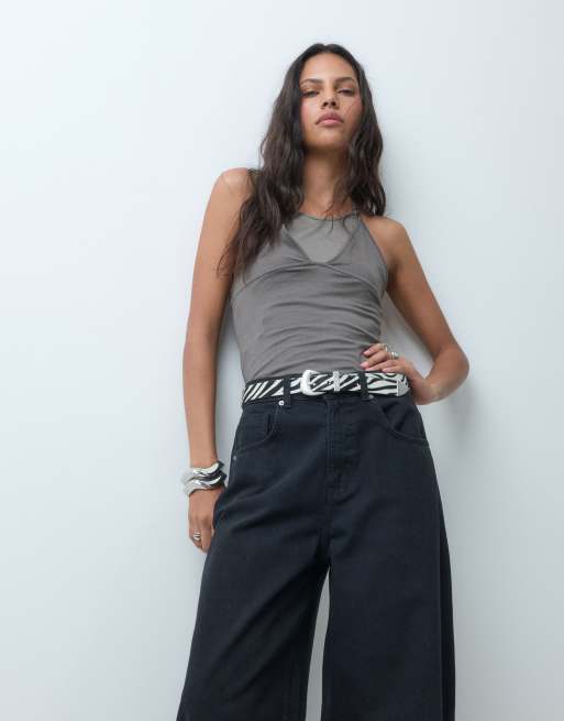 ASOS DESIGN - Jeans a cilindro a vita alta neri, 5 di 5