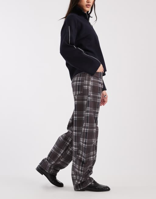 ASOS DESIGN - Jeans a cilindro a vita medio alta con stampa a quadri, 3 di 5