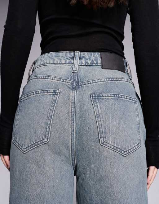 ASOS DESIGN - Jeans a fondo ampio a vita alta lavaggio grigio tinto, 4 di 5