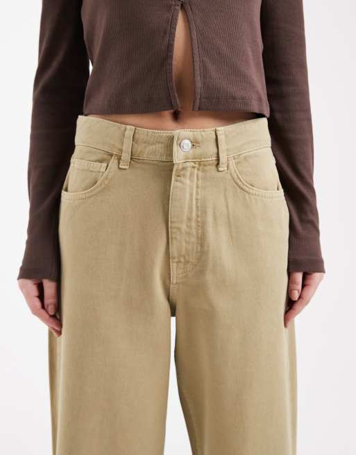 ASOS DESIGN - Jeans a fondo ampio color pietra, 3 di 5