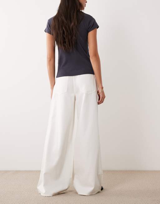 ASOS DESIGN - Jeans a fondo ampio e vita alta bianchi, 2 di 5