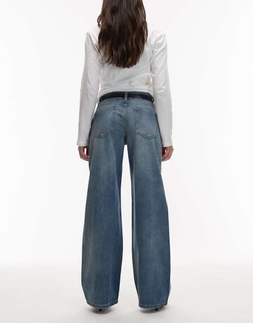 ASOS DESIGN - Jeans a fondo ampio e vita bassa lavaggio vintage chiaro, 2 di 5